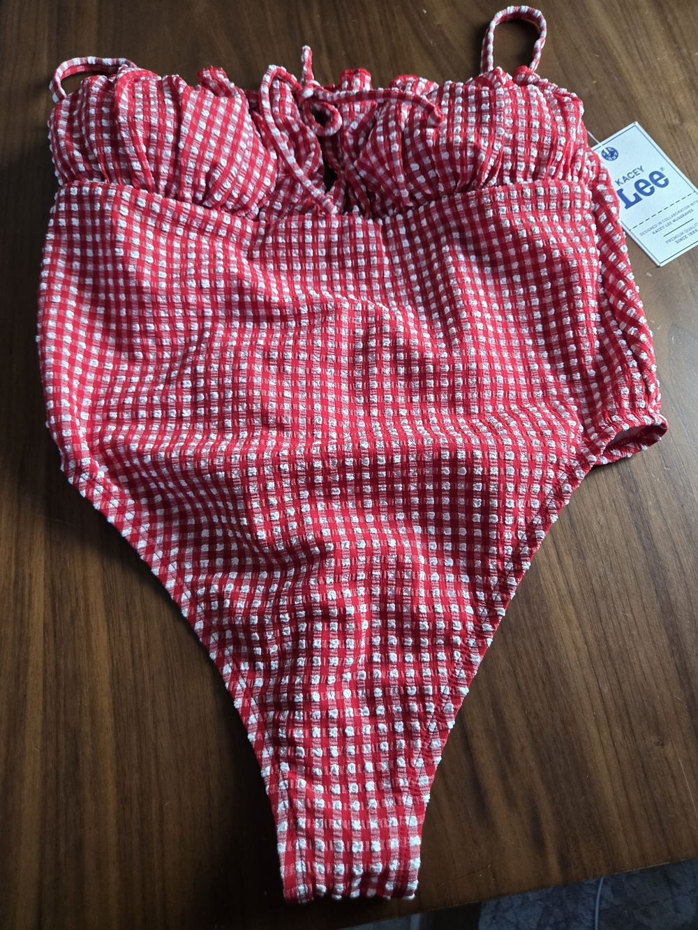 Lee Red and White Gingham One-Piece Romper